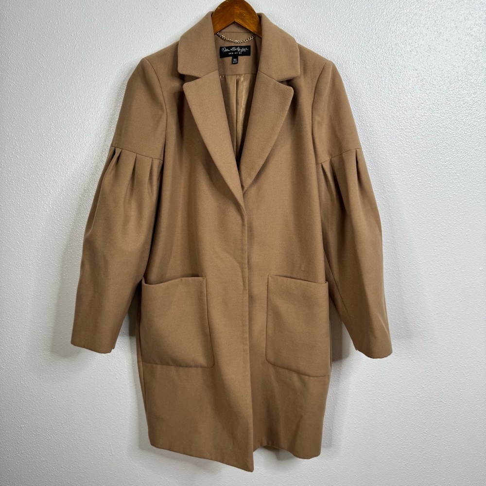Miss Selfridge Tan Peacoat with Pleated Sleeves Size 4‎